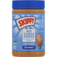 Skippy Peanut Butter Spread, No Sugar Added, Chunky, 16 Ounce