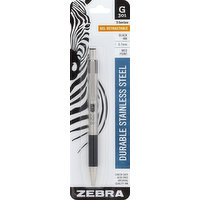 Zebra Gel Pen, Retractable, Medium Point (0.7 mm), Black Ink, 1 Each