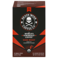 Death Wish Coffee Co Coffee, Dark Roast, Single Serve Pods, 10 Each