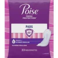 Poise Pads, Ultimate, Regular, 33 Each