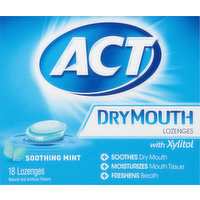 Act Lozenges, with Xylitol, Dry Mouth, Soothing Mint, 18 Each