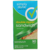Simply Done Double Zipper Sandwich Bags, 90 Each