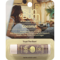 Sun Bum Sunscreen Lip Balm, Coconut, Broad Spectrum SPF 30, 0.15 Ounce