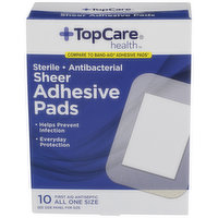 TopCare Antibacterial First Aid Antiseptic All One Size Adhesive Pads, Sheer, 1 Each