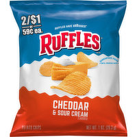 Ruffles Potato Chips, Cheddar & Sour Cream Flavored, 1 Ounce
