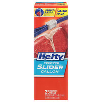 Hefty Trash Bags, Slider, Drawstring, Freezer, Small, Gallon, Value Pack, 25 Each