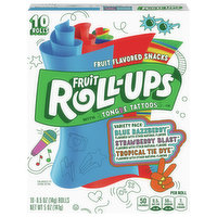 Fruit Roll-Ups Fruit Flavored Snacks, Blue Razzberry, Strawberry Blast, Tropical Tie Dye, Variety Pack, 10 Each