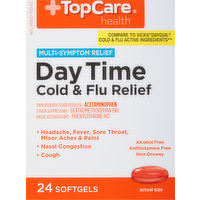 TopCare Cold & Flu Relief, Day Time, Multi-Symptom Relief, Softgels, 24 Each