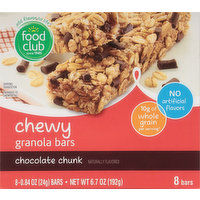 Food Club Chocolate Chunk Chewy Granola Bars, 6.77 Ounce