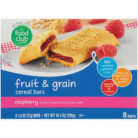 Food Club Raspberry Fruit & Grain Cereal Bars, 10.4 Ounce