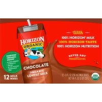 Horizon Organic Milk, Low Fat, Organic, Chocolate, 12 Each