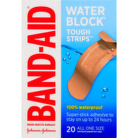 Band Aid Bandages, Water Block, Tough Strips, All One Size, 20 Each