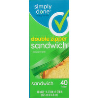 Simply Done Sandwich Bags, Double Zipper, 40 Each