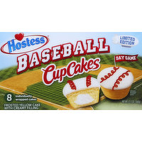 Hostess Cup Cakes, Frosted Yellow Cake with Creamy Filling, Baseball, 8 Each