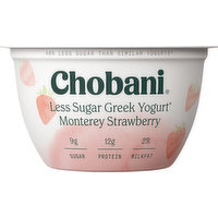 Chobani Yogurt, Greek, Less Sugar, Monterey Strawberry, 5.3 Ounce