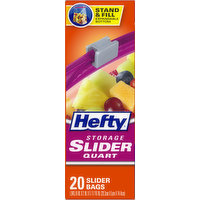 Hefty Slider Bags, Storage, Quart, 20 Each