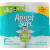 Angel Soft Bathroom Tissue, Unscented, Double Roll, 2-Ply, 4 Each