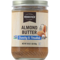 Woodstock Almond Butter, Crunchy & Unsalted, 16 Ounce