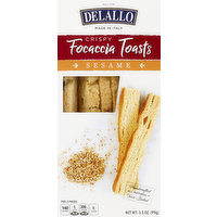 Delallo Toasts, Focaccia, Crispy, Sesame, 3.5 Ounce