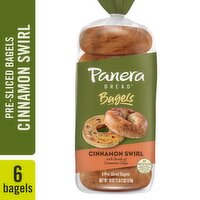 Panera Bread Bagels, Pre-Sliced, Cinnamon Swirl, 6 Each