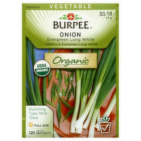 Burpee Seeds, Organic, Onion, Evergreen Long White, 2.2 Gram