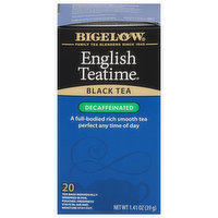 Bigelow Black Tea, Decaffeinated, English Teatime, Tea Bags, 20 Each