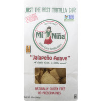 Mi Nina Tortilla Chips, White Corn, Jalapeno Agave, 12 Ounce