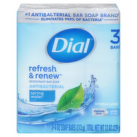 Dial Bar Soap, Antibacterial, Deodorant, Spring Water Scent, 3 Each