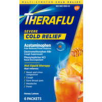 Theraflu Acetaminophen, Cold Relief, Severe, Packets, Honey Lemon, 6 Each