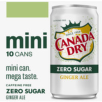 Canada Dry Soda, Zero Sugar, Ginger Ale, Mini, 10 Each