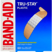 Band-Aid Bandages, Plastic, All One Size, 60 Each