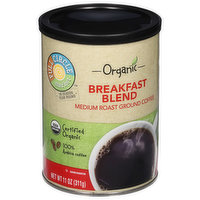 Full Circle Market Coffee, Ground, Medium Roast, Breakfast Blend, 11 Ounce