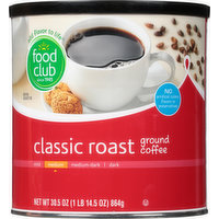 Food Club Coffee, Ground, Medium, Classic Roast, 30.5 Ounce