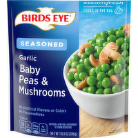 Birds Eye Baby Peas & Mushrooms, Seasoned, Garlic, 10.8 Ounce