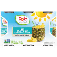 Dole 100% Juice, Pineapple, 6 Each