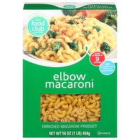 Food Club Macaroni, Elbow, 16 Ounce