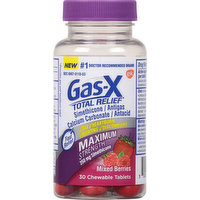 Gas-X Total Relief, Maximum Strength, 250 mg, Mixed Berries, Chewable Tablets, 30 Each