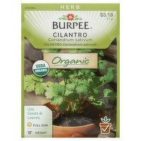 Burpee Seeds, Organic, Cilantro, 2.1 Gram