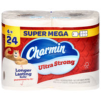 Charmin Bathroom Tissue, Super Mega Rolls, 2-Ply, 4 Each