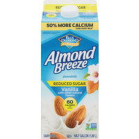 Almond Breeze Almondmilk, Reduced Sugar, Vanilla, 0.5 Gallon