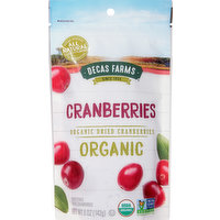Decas Farms Dried Cranberries, Organic, 5 Ounce
