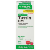 TopCare Tussin DM, Non-Drowsy, Peak Cold, Raspberry Flavor, Adult, 4 Fluid ounce
