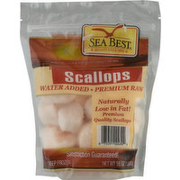 Sea Best Scallops, Water Added, Premium Raw, 16 Ounce