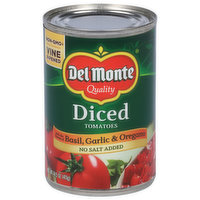 Del Monte Tomatoes, Basil, Garlic & Oregano, Diced, 14.5 Ounce