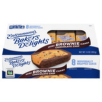 Entenmann's Brownie Cakes, Chocolate Chip, Mini, 8 Each