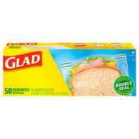 Glad Zipper Bags, Sandwich, 50 Each