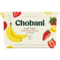 Chobani Yogurt, Greek, Low-Fat, Strawberry Banana, Value 4 Pack, 4 Each