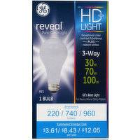 GE Light Bulb, HD+, 3-Way, 30/70/100 Watts, 1 Each