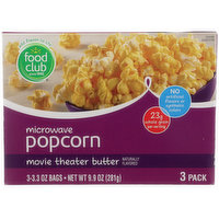 Food Club Movie Theater Butter Microwave Popcorn, 9.9 Ounce