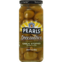 Pearls Pickles, Queen Olives, Hand-Stuffed, Garlic, 7 Ounce